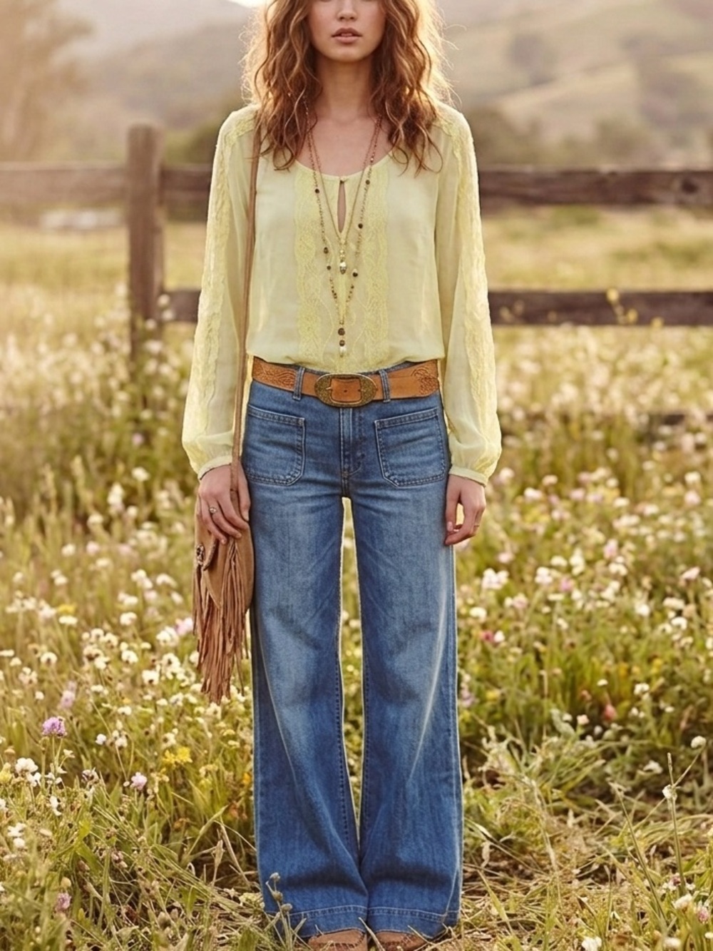 Gold Hawk Anthropologie‎ Silk Butter Yellow Lace-Trimmed Split-Sleeve Blouse S